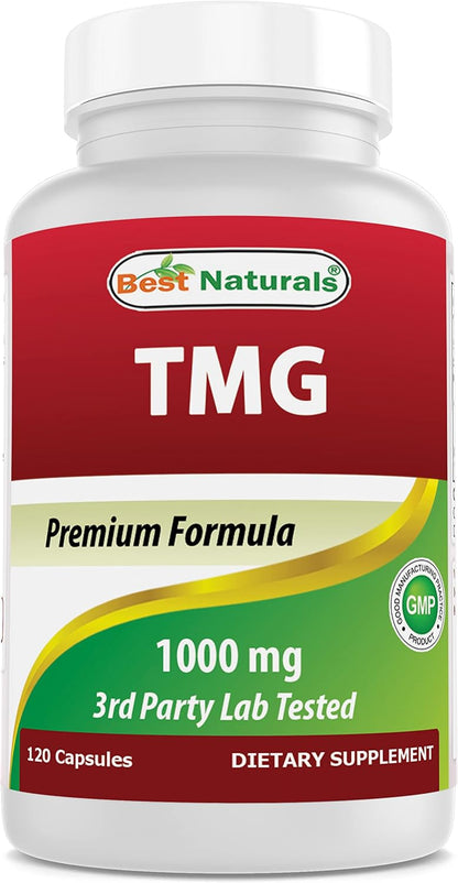 Best Naturals TMG (Trimethylglycine) Betaine Anhydrous 1000 mg, 120 Capsules (Pack of 3)