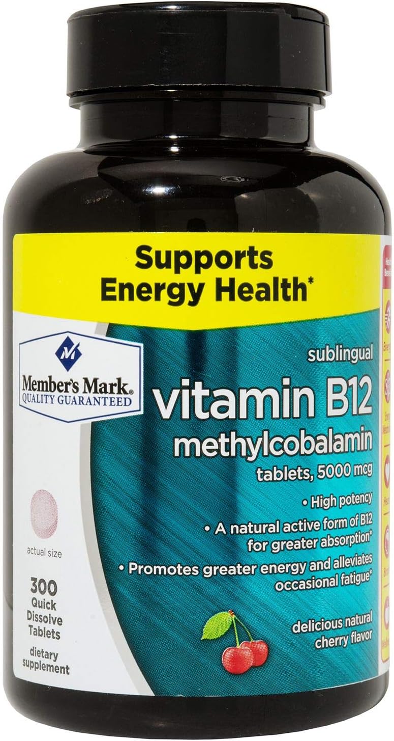 Sublingual Vitamin B12 5000mcg – 300 Quick-Dissolve Tablets, Cherry Flavour - görsel 1