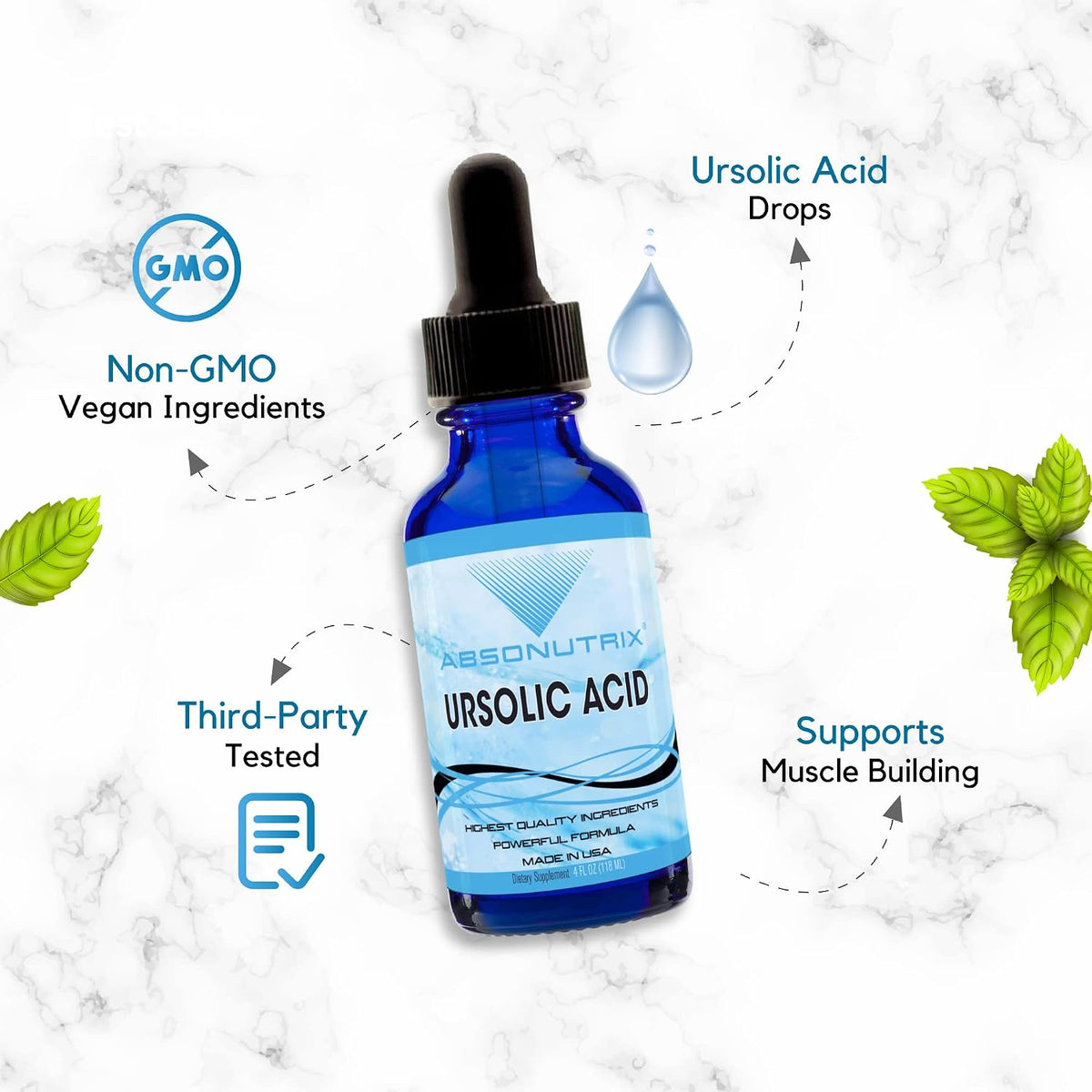 Absonutrix Ursolic Acid 590mg High Potency Liquid Supplement – 118ml (200 Servings) - görsel 7
