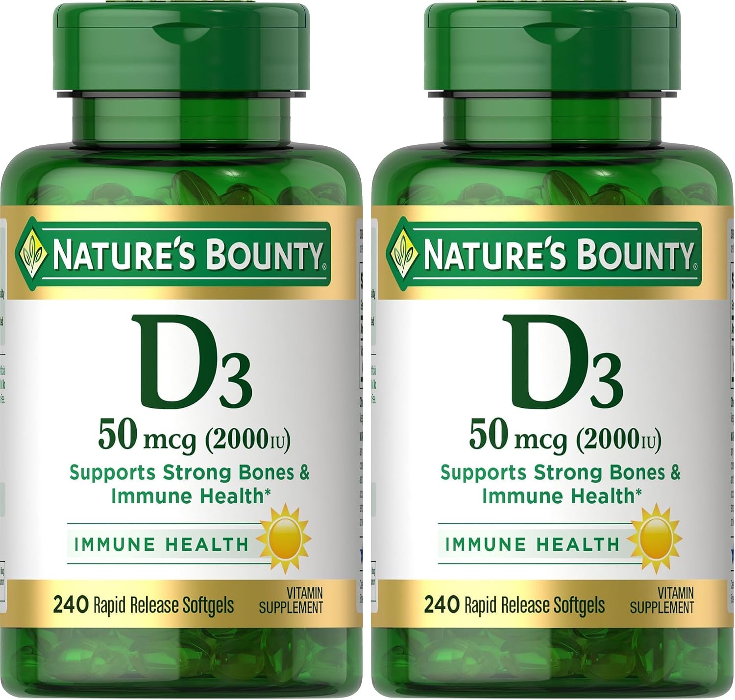 Nature's Bounty Vitamin D3, 2000 IU, 150 Softgels (Pack of 2) - görsel 10