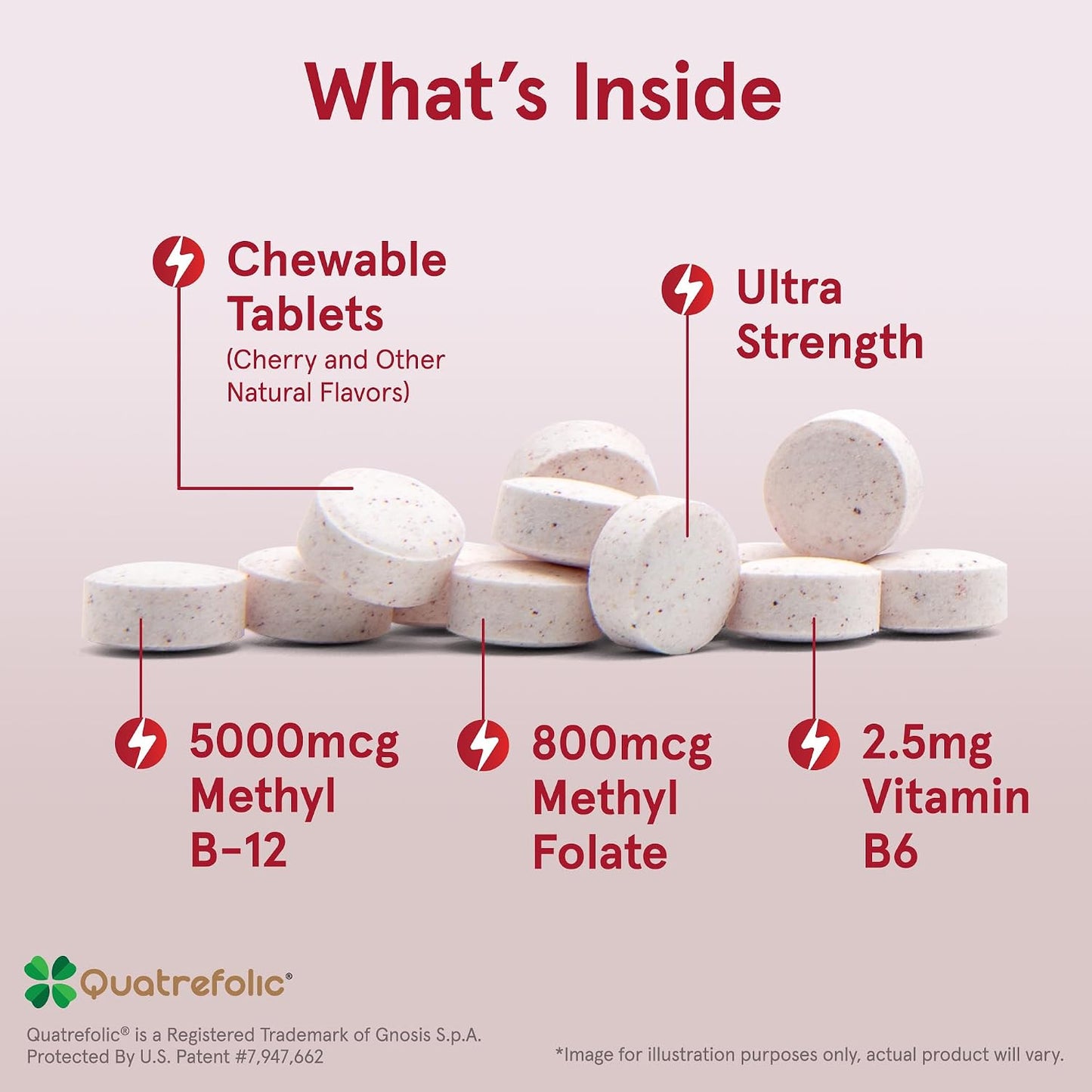 Jarrow Formulae Ultra Strength Methyl B-12 5000 mcg & Methyl Folate 800 mcg + P-5-P, 60 Chewable Tablets - görsel 3