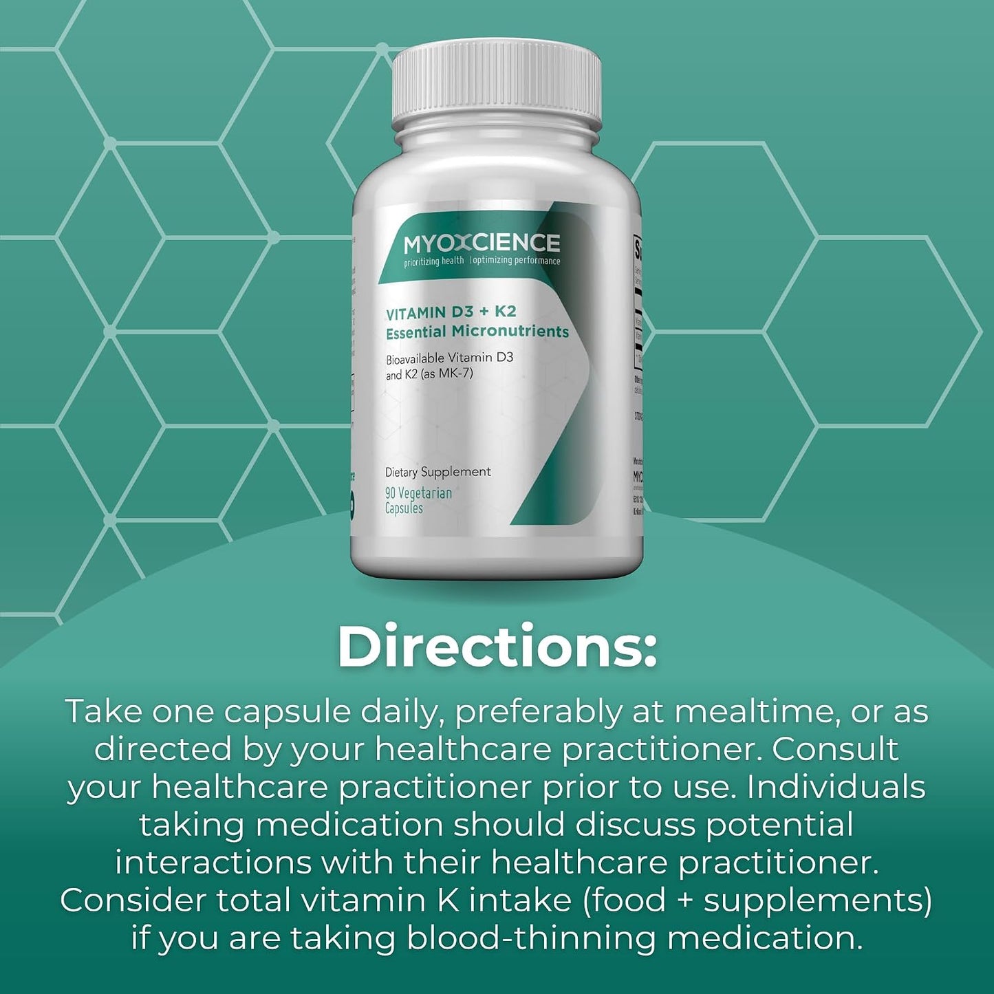 MYOXCIENCE Vitamin D3 + K2 Essential Micronutrients | 6,000 IU D3 & 150 mcg K2 MK-7 | 90 Vegetarian Capsules - görsel 8