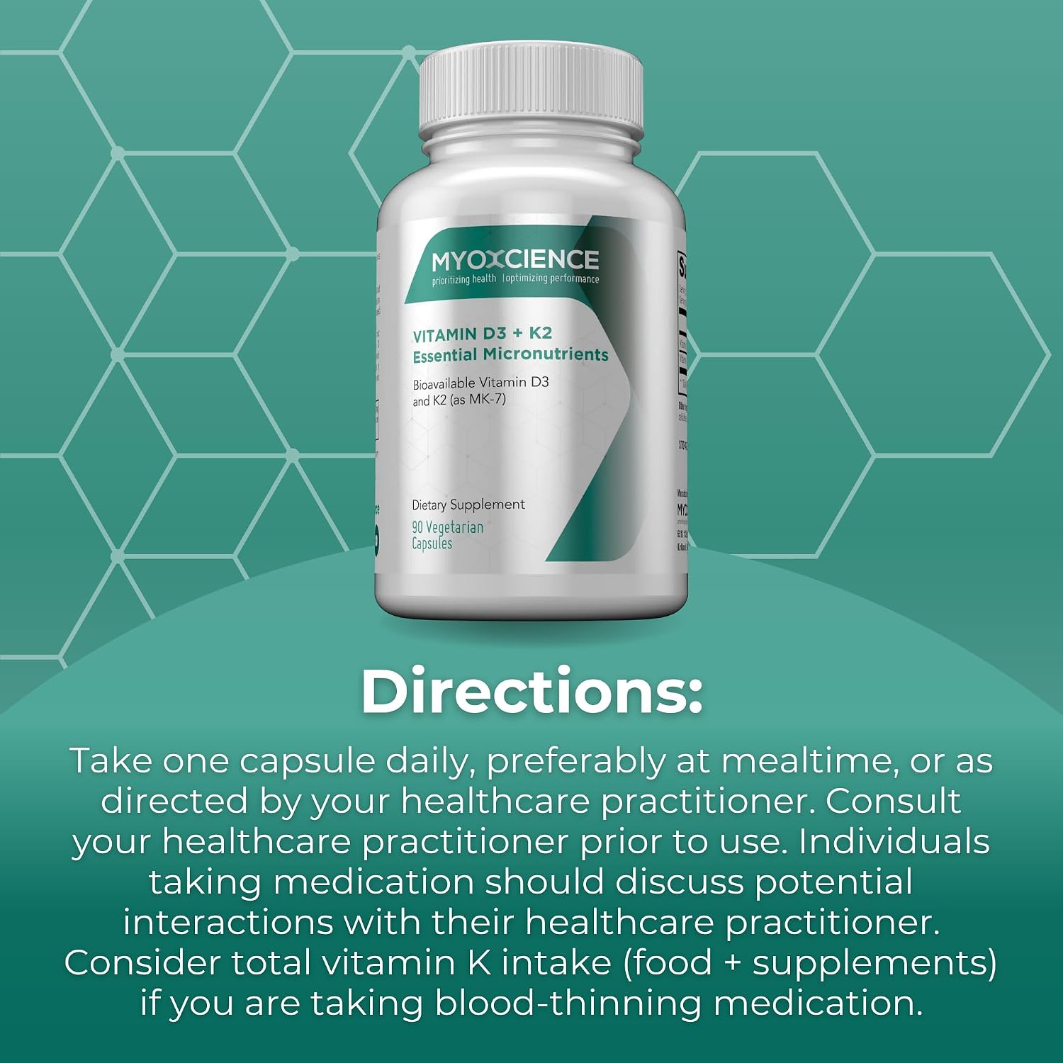 MYOXCIENCE Vitamin D3 + K2 Essential Micronutrients | 6,000 IU D3 & 150 mcg K2 MK-7 | 90 Vegetarian Capsules - görsel 8