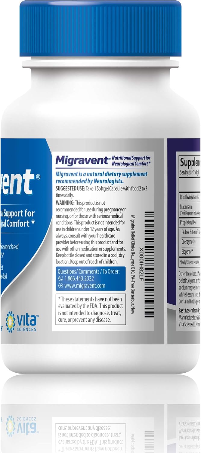 Vita Sciences Migravent – Advanced Nutritional Formula with Magnesium, CoQ10, Vitamin B2, and Butterbur – 60 Capsules - görsel 7