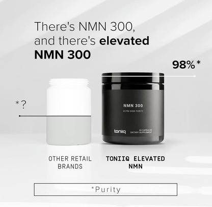 Toniiq Stabilised NMN Capsules - 300mg - 98% Highly Purified - for NAD+ - 60 Capsules