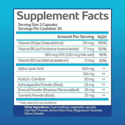 Non-GM Advanced Nerve Support Supplement with Vitamin D3 and Alpha Lipoic Acid - 60-Day Supply (2 Bottles)