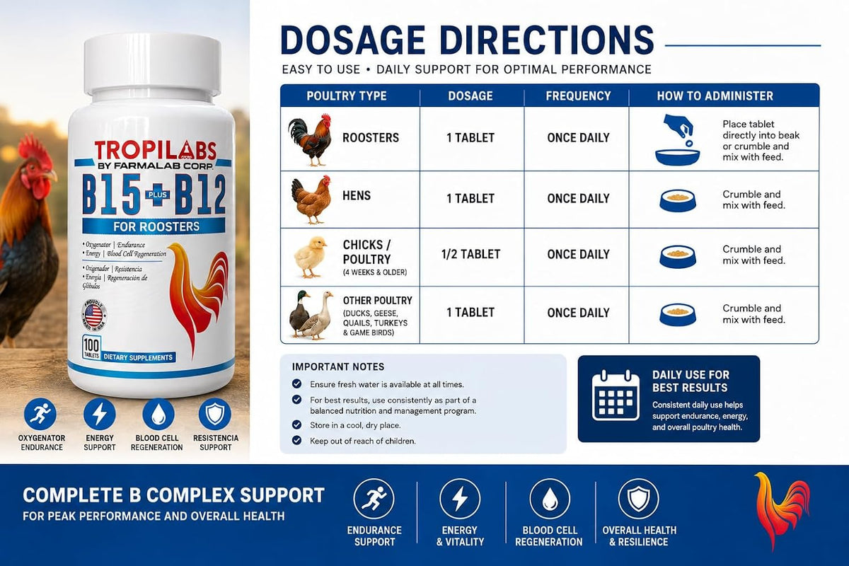 Farmalab B12 & B15 Supplement for Cockerels, 100 Tablets - görsel 2