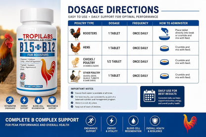 Farmalab B12 & B15 Supplement for Cockerels, 100 Tablets