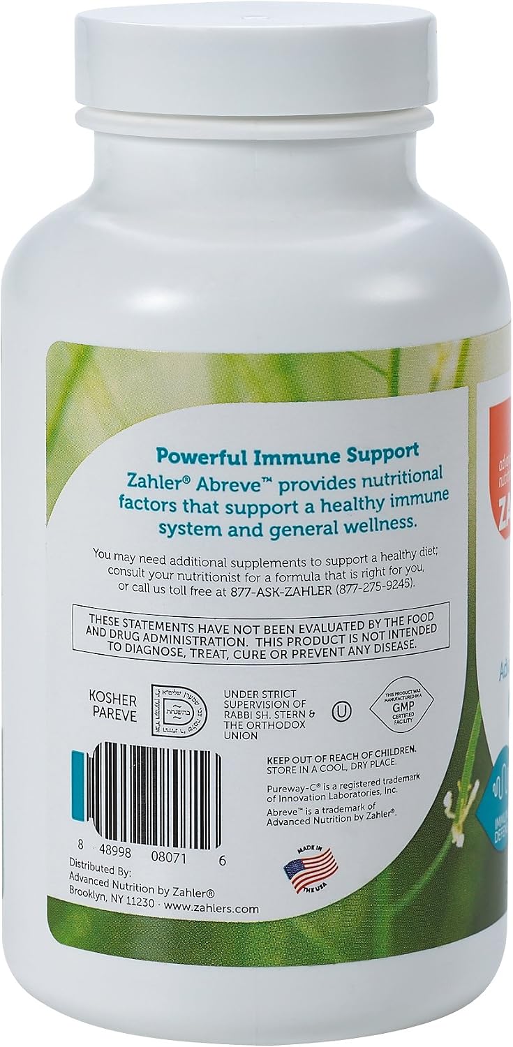 Zahler ImmunAbreve, Powerful Immune System Support, Contains Vitamin C Pantothenic Acid Echinacea and More, Certified Kosher (90 Capsules) - görsel 3