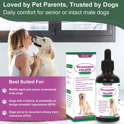 Ourea Prostate Health Drops for Dogs – Herbal Liquid Supplement for Urinary and Prostate Support
