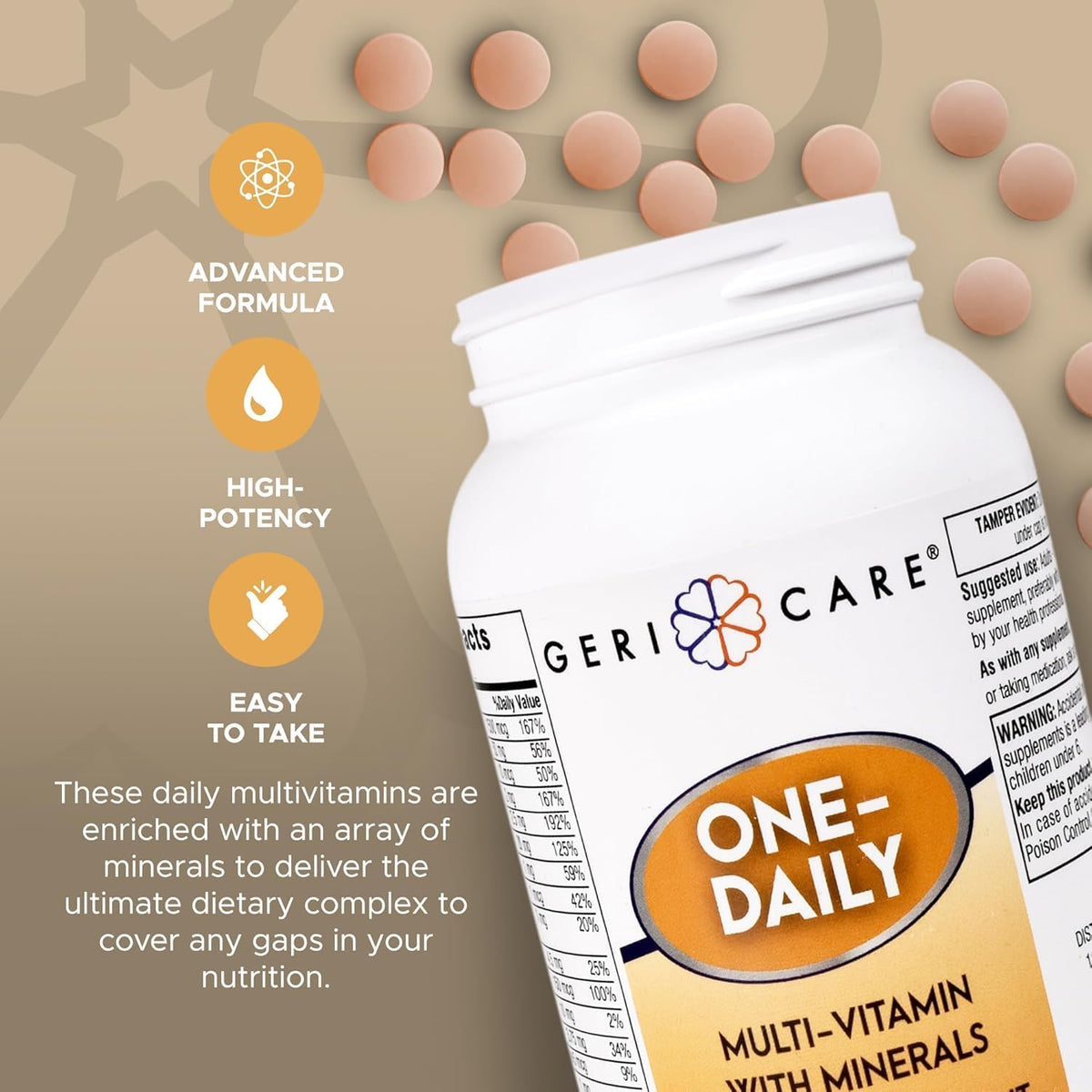 GeriCare One-Daily Multivitamins with Minerals for Men and Women - 1000 Tablets - görsel 3