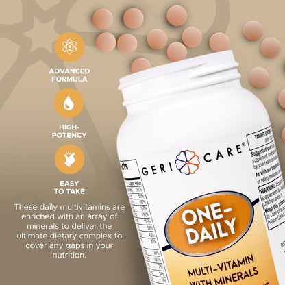 GeriCare One-Daily Multivitamins with Minerals for Men and Women - 1000 Tablets