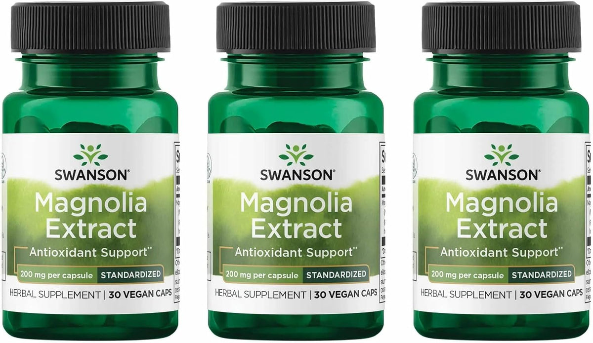 Swanson Magnolia Bark 200mg Vegetarian Capsules - Traditional Herbal Supplement for Nervous System, Digestive & Respiratory Health Support (3 Pack, 90 Capsules) - görsel 1