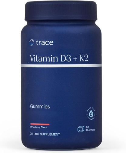 Vitamin D3 + K2 Gummies - Bio-available Vitamin Blend for Bone, Heart & Immune System Support - High-Potency - Plant-Based - Gluten-Free & Vegan - Strawberry - 60 Servings