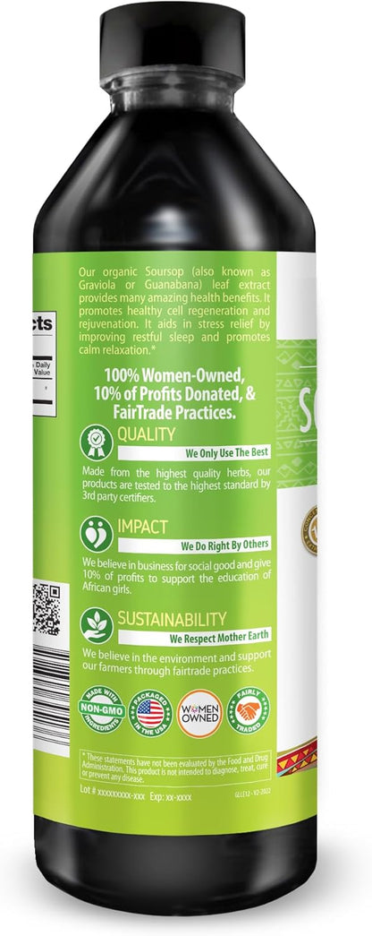 Herbal Goodness Soursop Graviola Liquid Drops - 15X Strength Organic Guanábana Extract - Vegan, Non-GM, Alcohol-Free, 355 ml