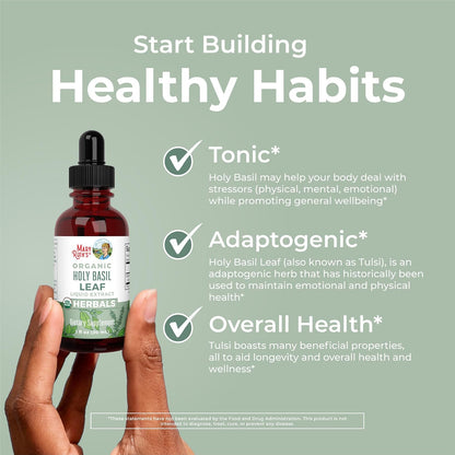 MaryRuth's Organic Holy Basil (Tulsi) Liquid Drops – 590 mg, 30 ml (1 fl oz)