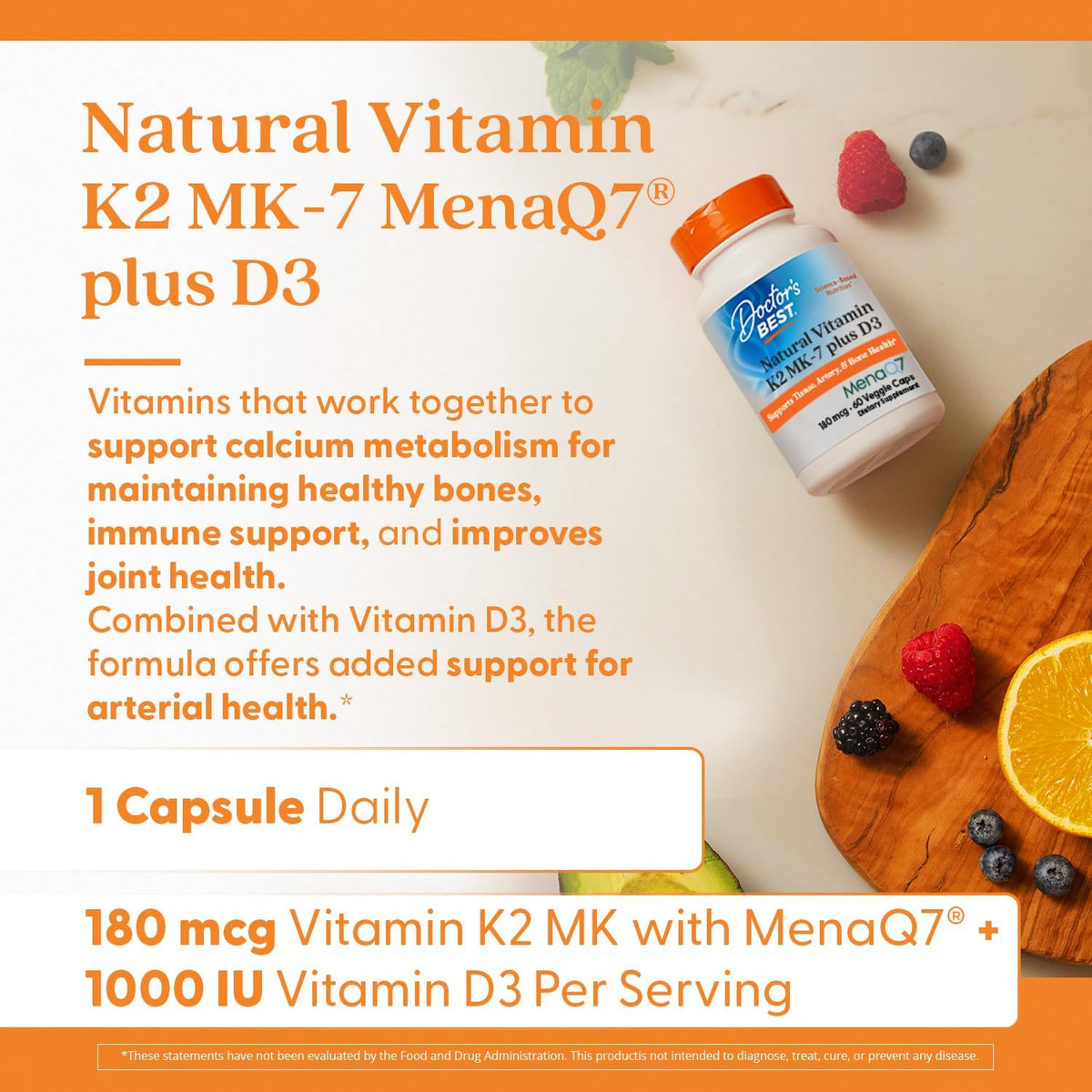 Doctor's Best Natural Vitamin K2 MK-7 Plus D3 - 60 Veg Caps - görsel 5