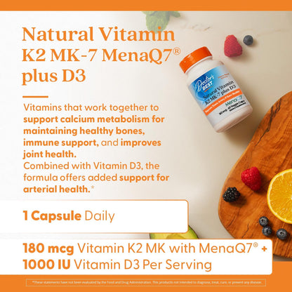 Doctor's Best Natural Vitamin K2 MK-7 Plus D3 - 60 Veg Caps