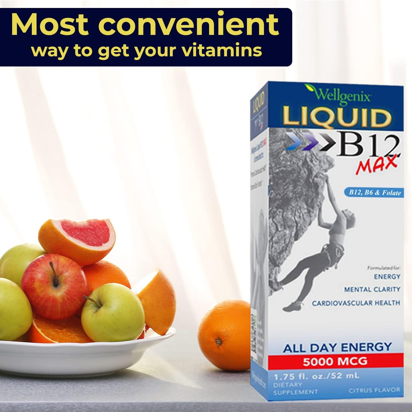 Wellgenix B12 Max Liquid - Sublingual Vitamin B12, B6 & Folic Acid Supplement (2 Pack) - görsel 5