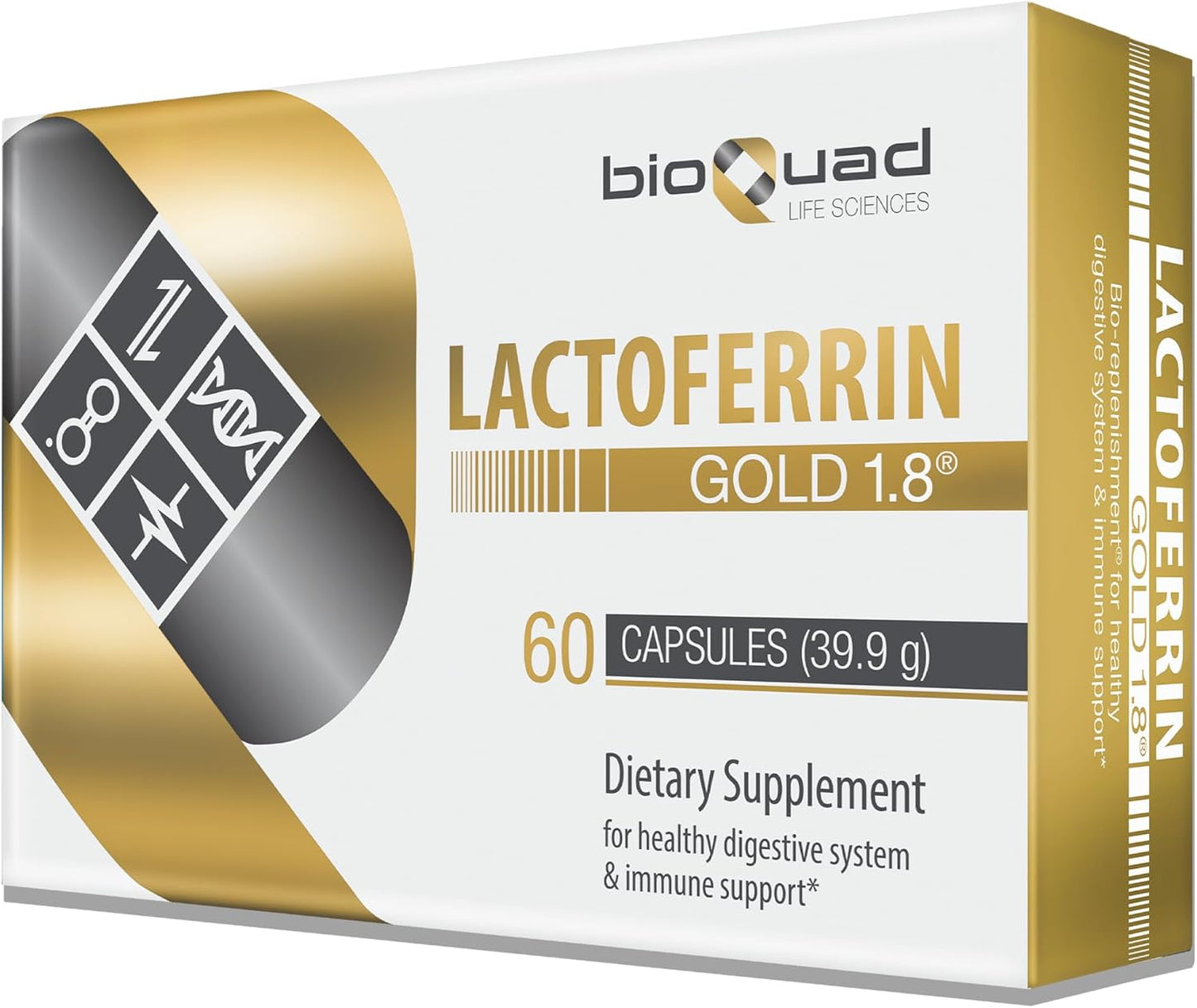 bioQuad Lactoferrin Gold 1.8 - Immune Support, Digestive Health and Iron Absorption - 60 Capsules - görsel 1