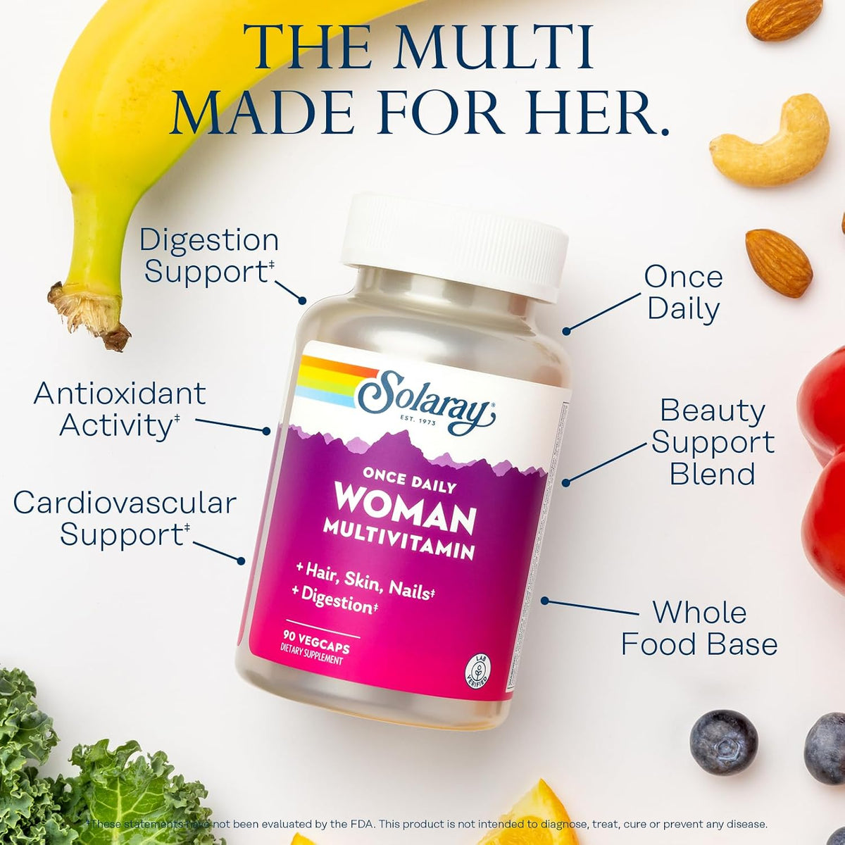 SOLARAY Once Daily Women's Multivitamin with Iron, 90 VegCaps - görsel 3