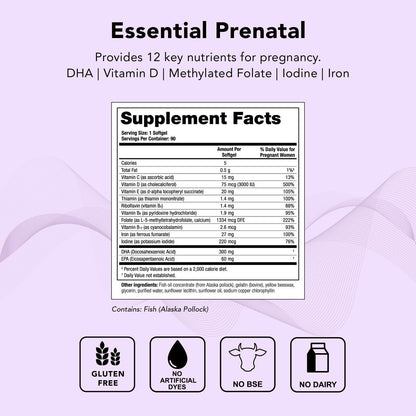 Theralogix TheraNatal One Prenatal Vitamin – 90-Day Supply – Prenatal Multivitamin with DHA, Vitamin D3, Methylated Folate, Iron & More