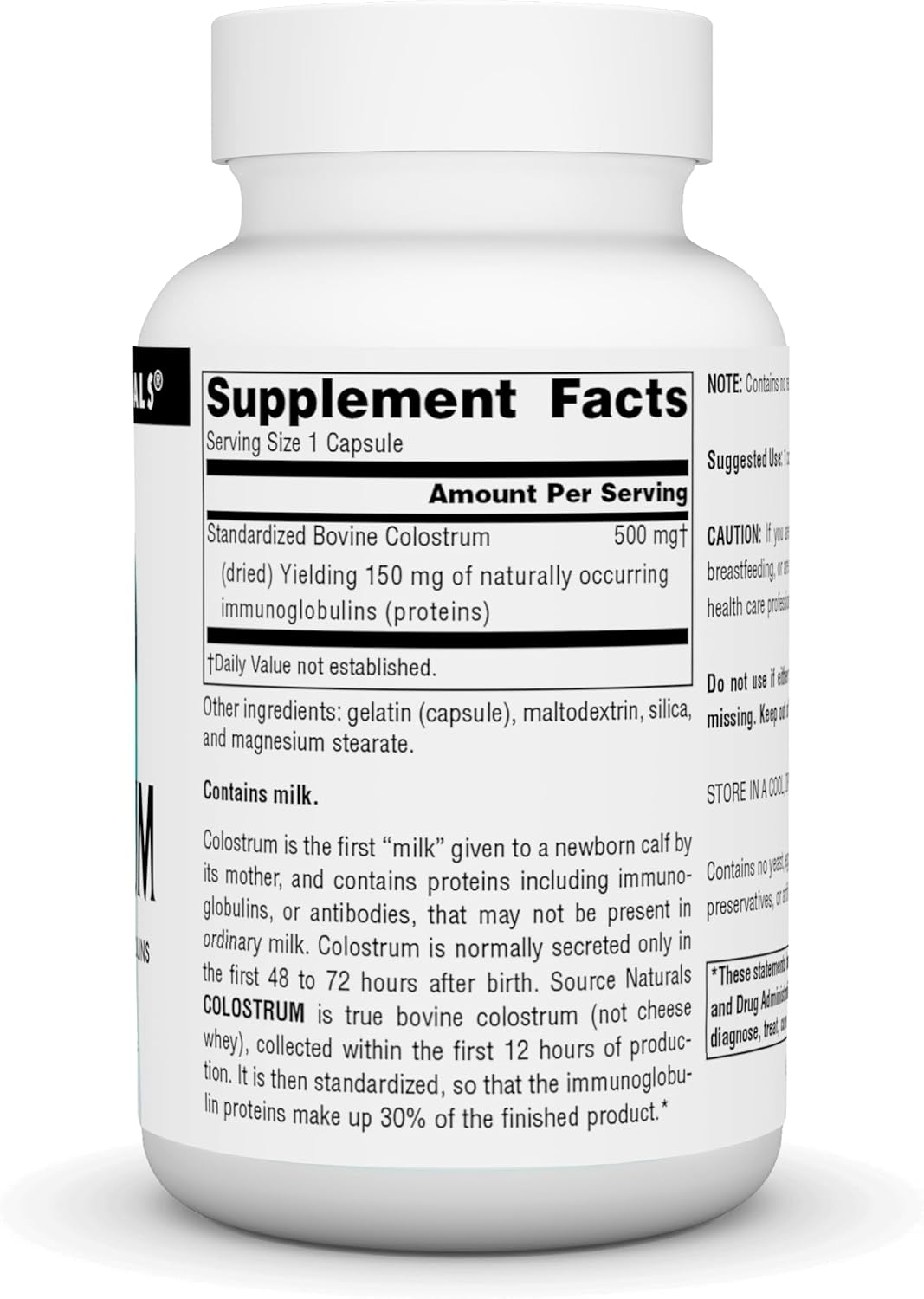 Source Naturals Colostrum, 30% Immunoglobulins - 60 Capsules - görsel 2