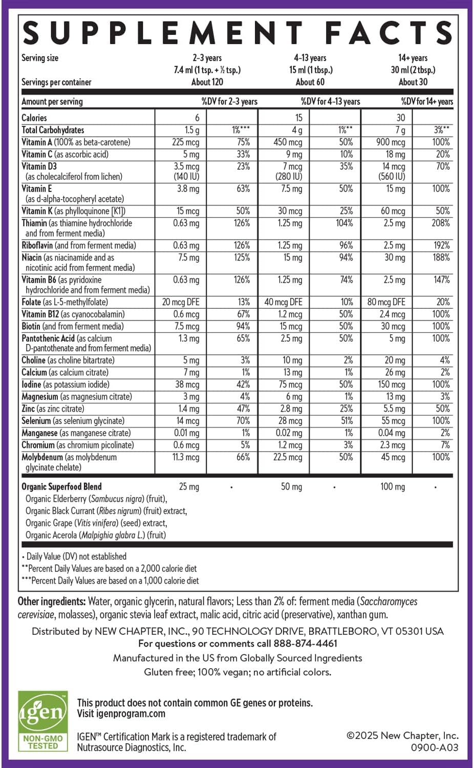 New Chapter Liquid Multivitamin + Mineral Supplement - Whole-Body Support for Adults, Teens & Children 2 Years and Over - 22 Essential Vitamins & Minerals - Orange Mango - 900 ml - görsel 6