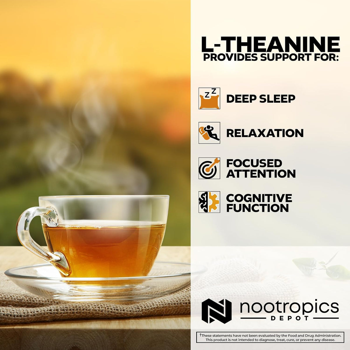 Nootropics Depot L-Theanine 200mg Capsules (180 Capsules) - görsel 4