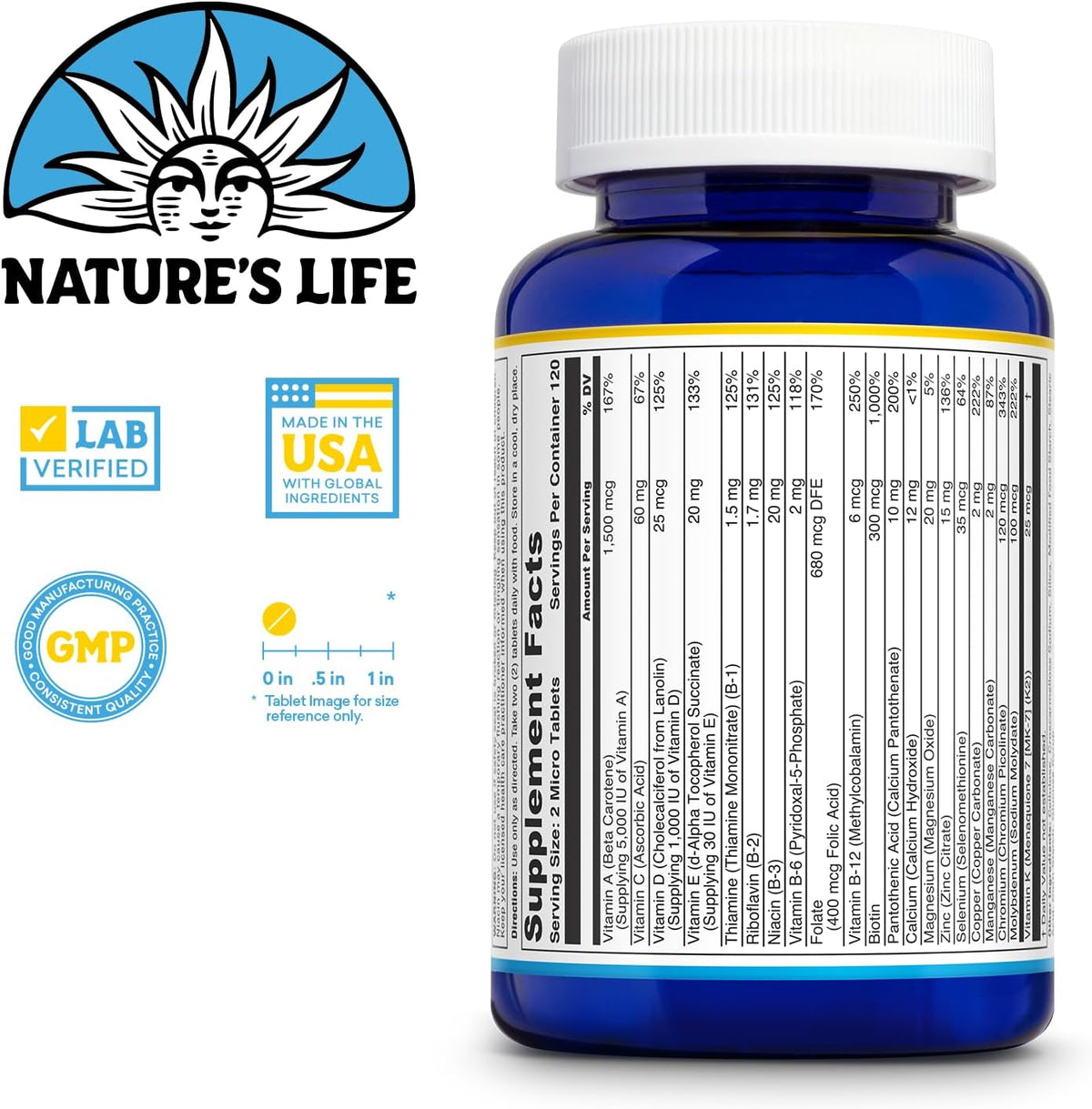 Nature's Life Mighty Mini Vite Daily Multivitamin, 240 Micro Tablets - görsel 2