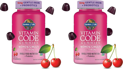 Garden of Life Vitamin Code Women's Multivitamin Gummies with Iron and Probiotics, Cherry Flavour, 90 Gummies