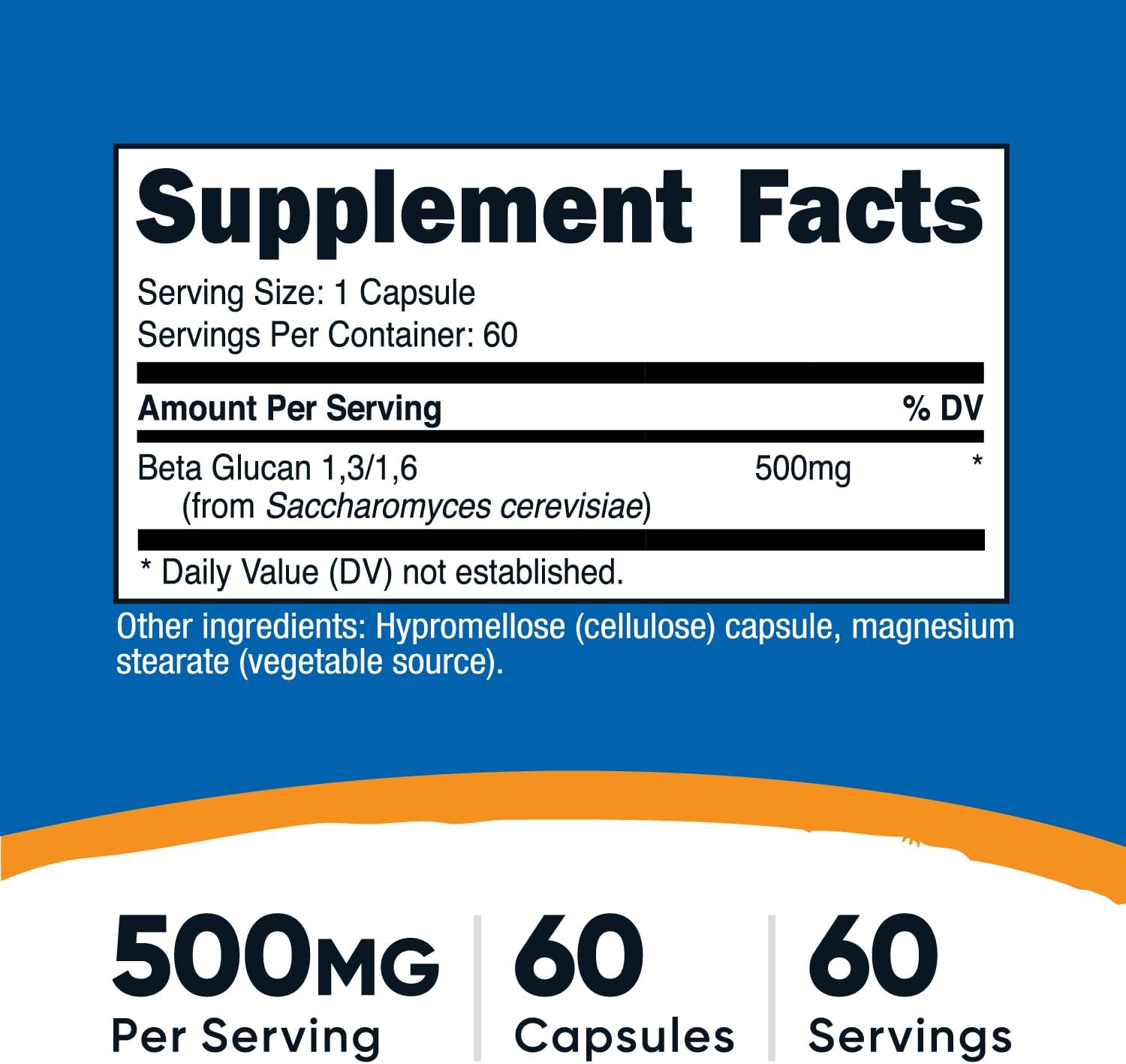 Nutricost Beta Glucan 500mg, 1,3/1,6 D-Glucan – 60 Vegetarian Capsules - görsel 2