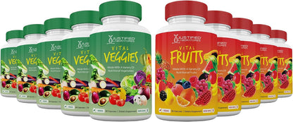 Justified Laboratories Superfoods Set - Vital Fruits (90 Capsules) + Vital Veggies (90 Capsules) - Non-GM, Vegan