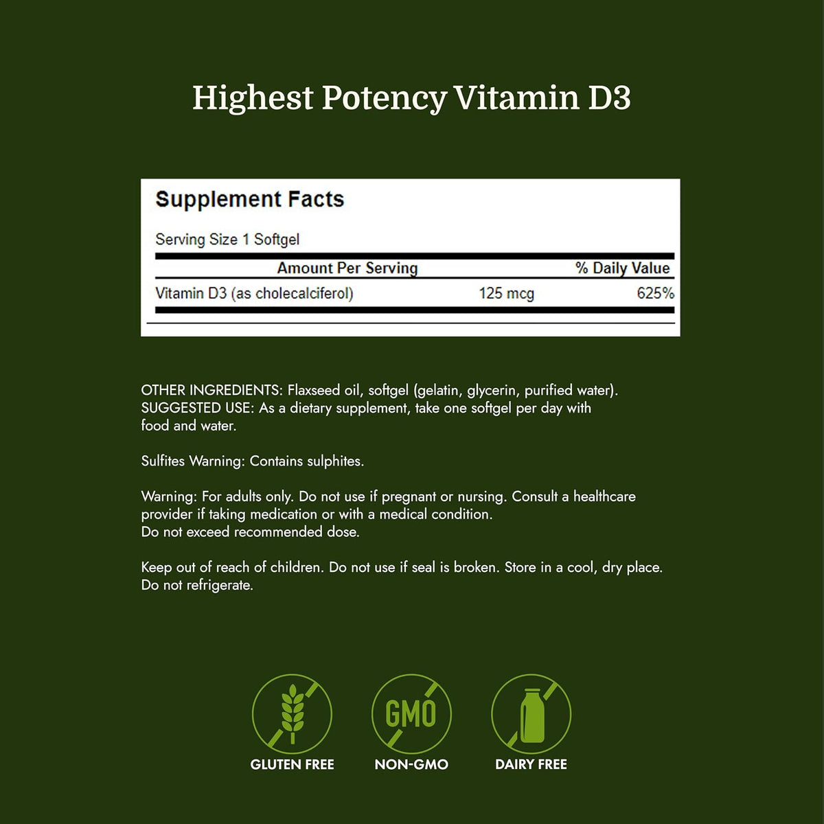 Swanson Vitamin D3 5,000 IU (125 mcg) – 250 Softgels - görsel 4