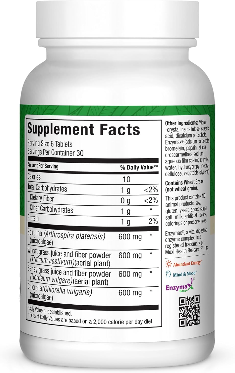 Super Greens Tablets – Green Vitality with Spirulina, Wheat Grass, Barley Grass & Chlorella – 180 Tablets - görsel 2