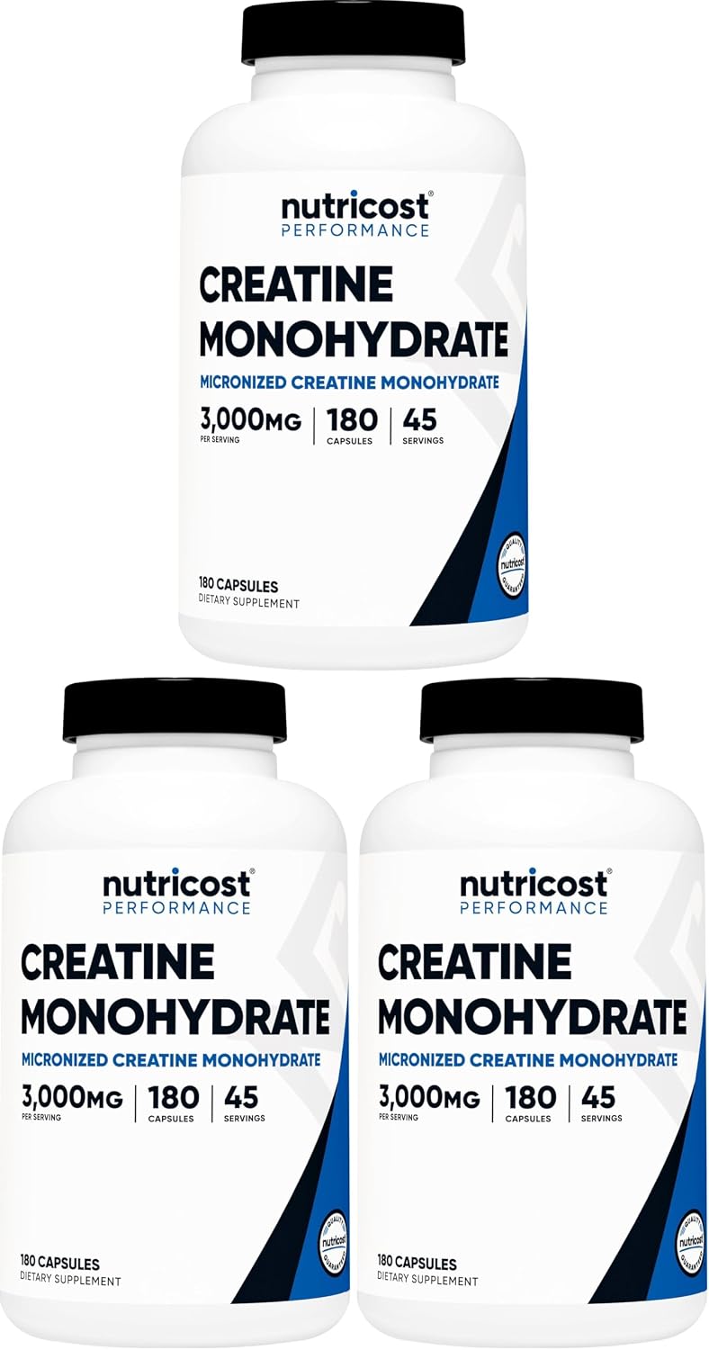 Nutricost Creatine Monohydrate 3,000 mg, 180 Capsules (750 mg Per Capsule) - Gluten-free, Non-GMO - görsel 8