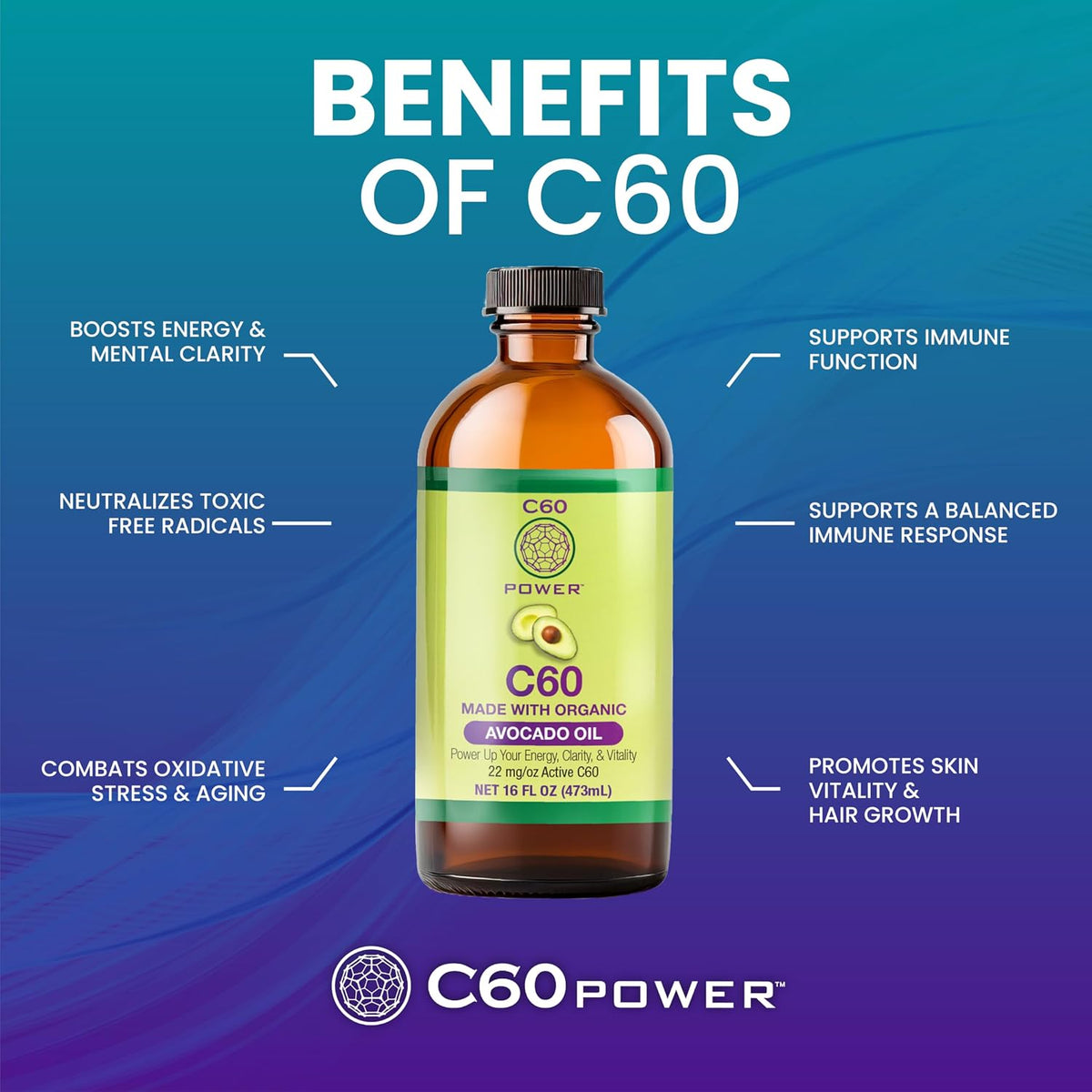 C60 Power in Organic Avocado Oil – 99.99% Pure Carbon Fullerenes, 473 ml - görsel 3