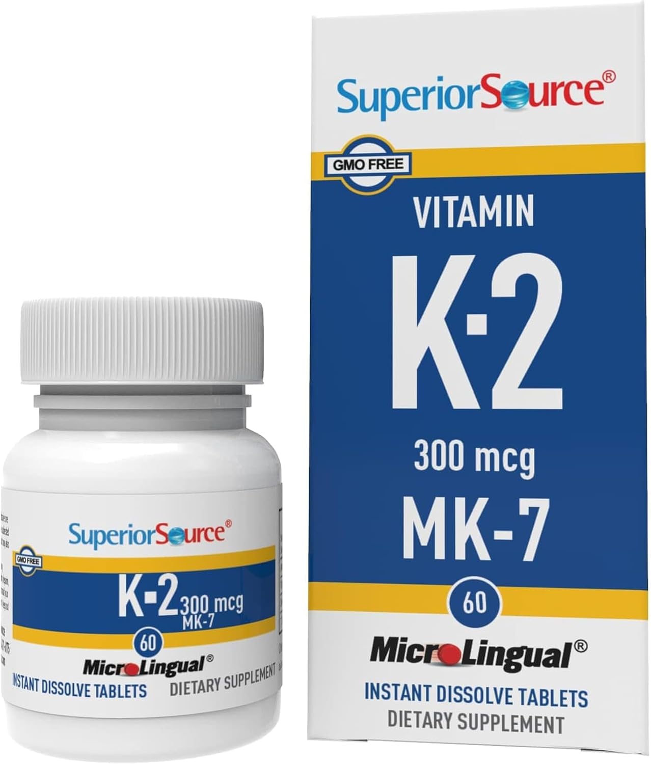 Superior Source Vitamin K2 MK-7 (Menaquinone-7), 300 mcg – Bone Health & Normal Blood Clotting Supplement – Bariatric-Friendly – 60 Sublingual Dissolving Tablets - görsel 1