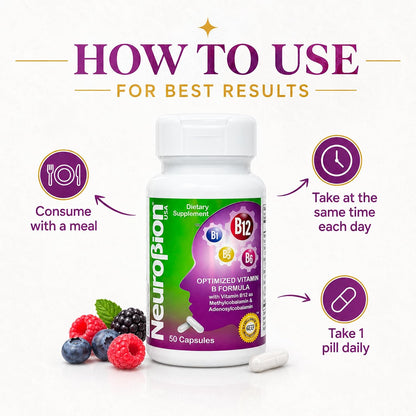 Neurobion Optimised Classic Formula B12 Methylcobalamin Food Supplement – 50 Capsules