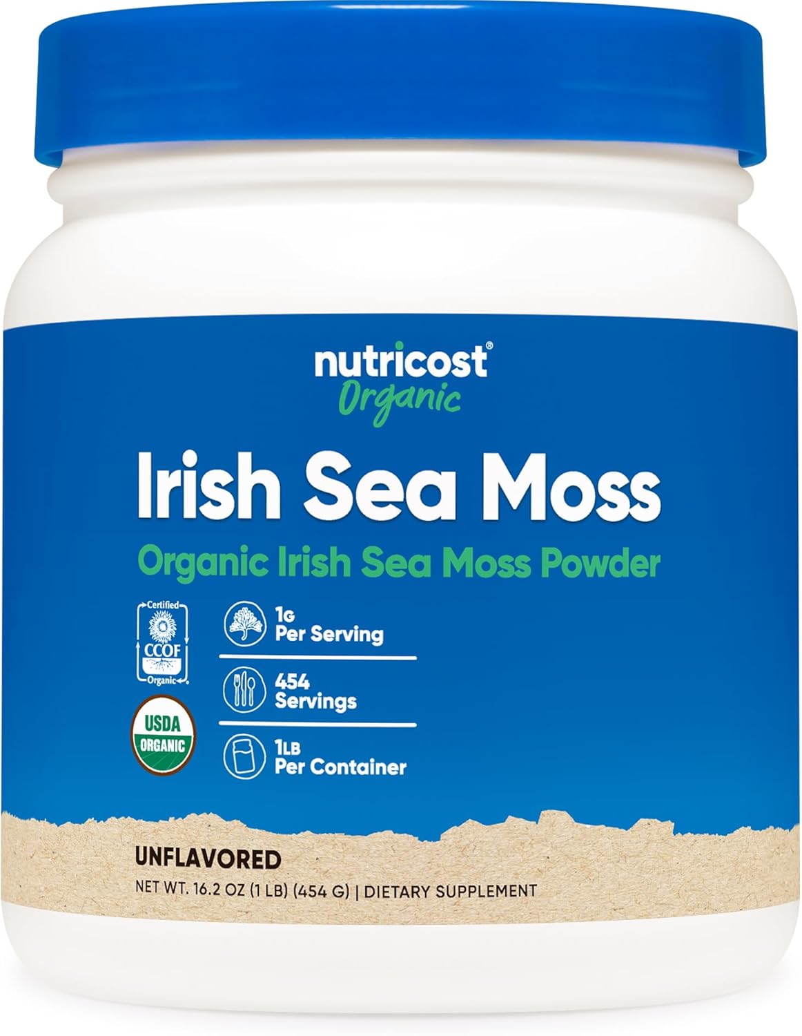 Nutricost Organic Irish Moss Powder (1 LB) - Gluten-free, Non-GMO, Vegetarian Friendly - görsel 1