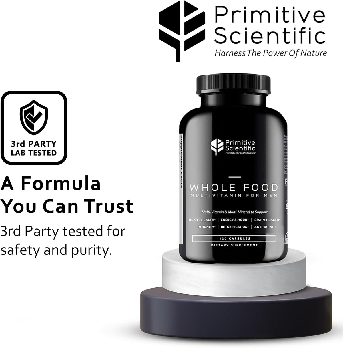 Primitive Scientific Whole Food Natural Multivitamin and Mineral Capsules for Men - All-Day Energy, Inner Zen, and a Stronger You (120 Capsules) - görsel 4