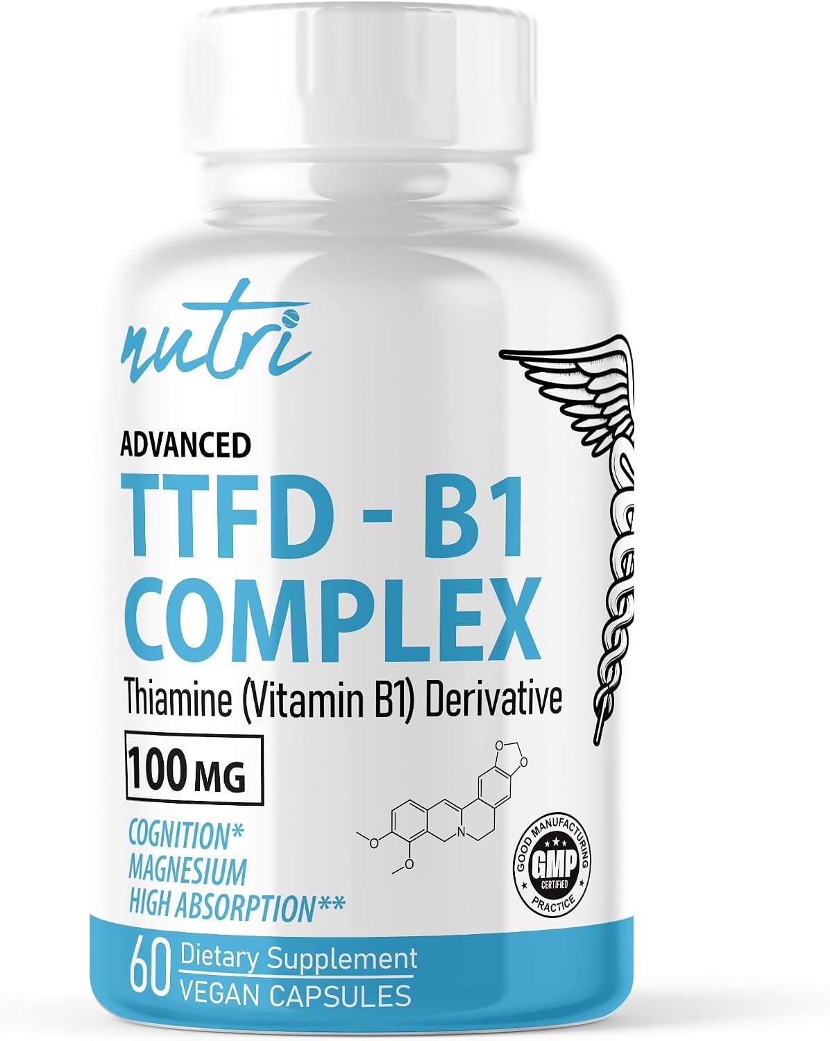 Nature's Fusions TTFD Thiamine B1 Supplement - 100mg with Magnesium, 60 Capsules - görsel 1