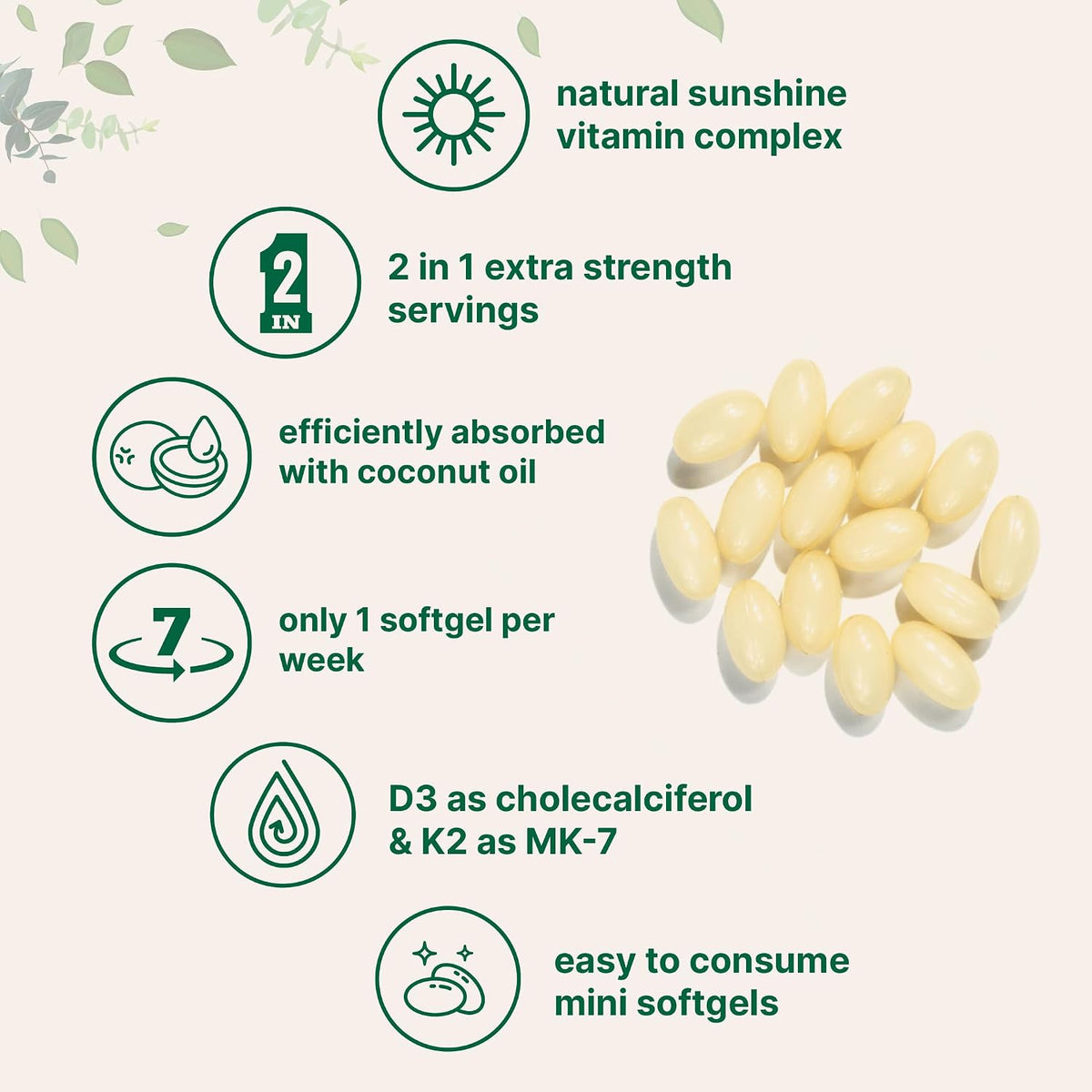 Micro Ingredients Vitamin D3 50,000 IU + K2 MK-7 200 mcg, 240 Softgels - görsel 4