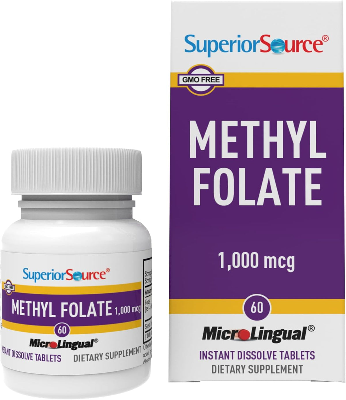 Superior Source Methyl Folate 1,000 mcg - 60 Sublingual Tablets - görsel 1