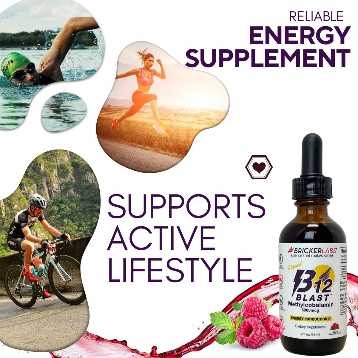 Bricker Labs B12 Blast Methylcobalamin 5000mcg Sublingual Liquid - Vegan B12 Energy Supplement - görsel 4
