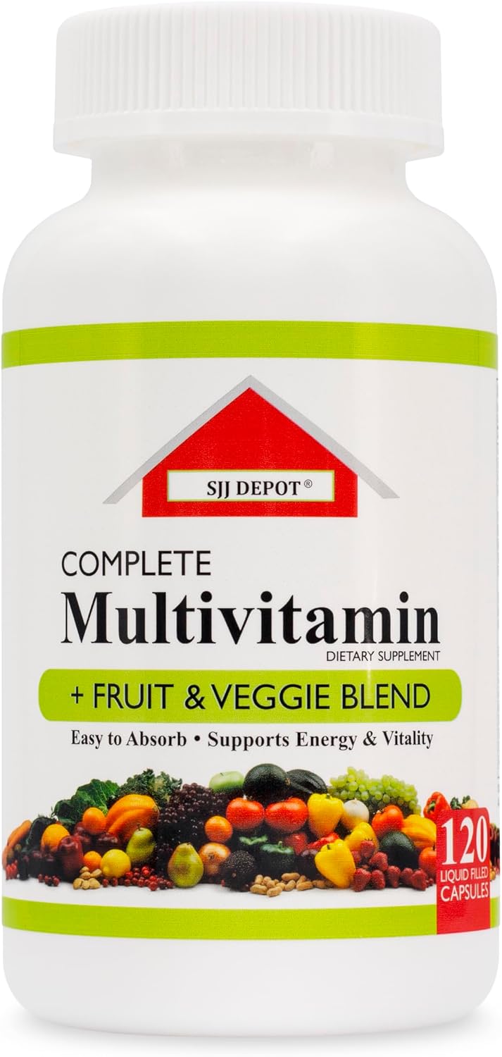 SJJ DEPOT Multivitamin Fruit & Vegetable Liquid Capsules - Daily Multivitamin for Women, Men, Seniors (120 Capsules) - görsel 1
