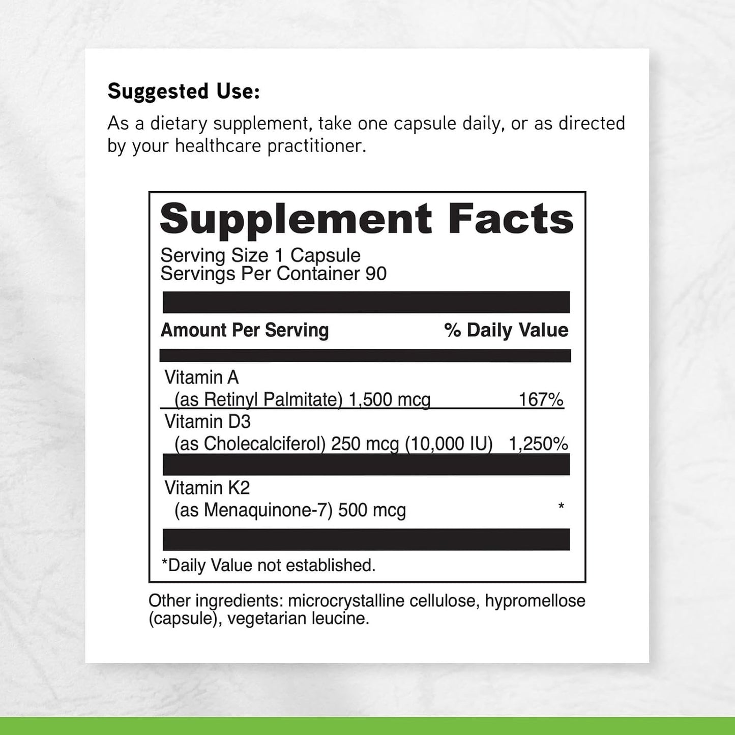 DAVINCI Labs ADK 10 | Vitamin A, D3 & K2 (MK-7) Supplement for Normal Bone and Immune Function | 90 Capsules - görsel 6