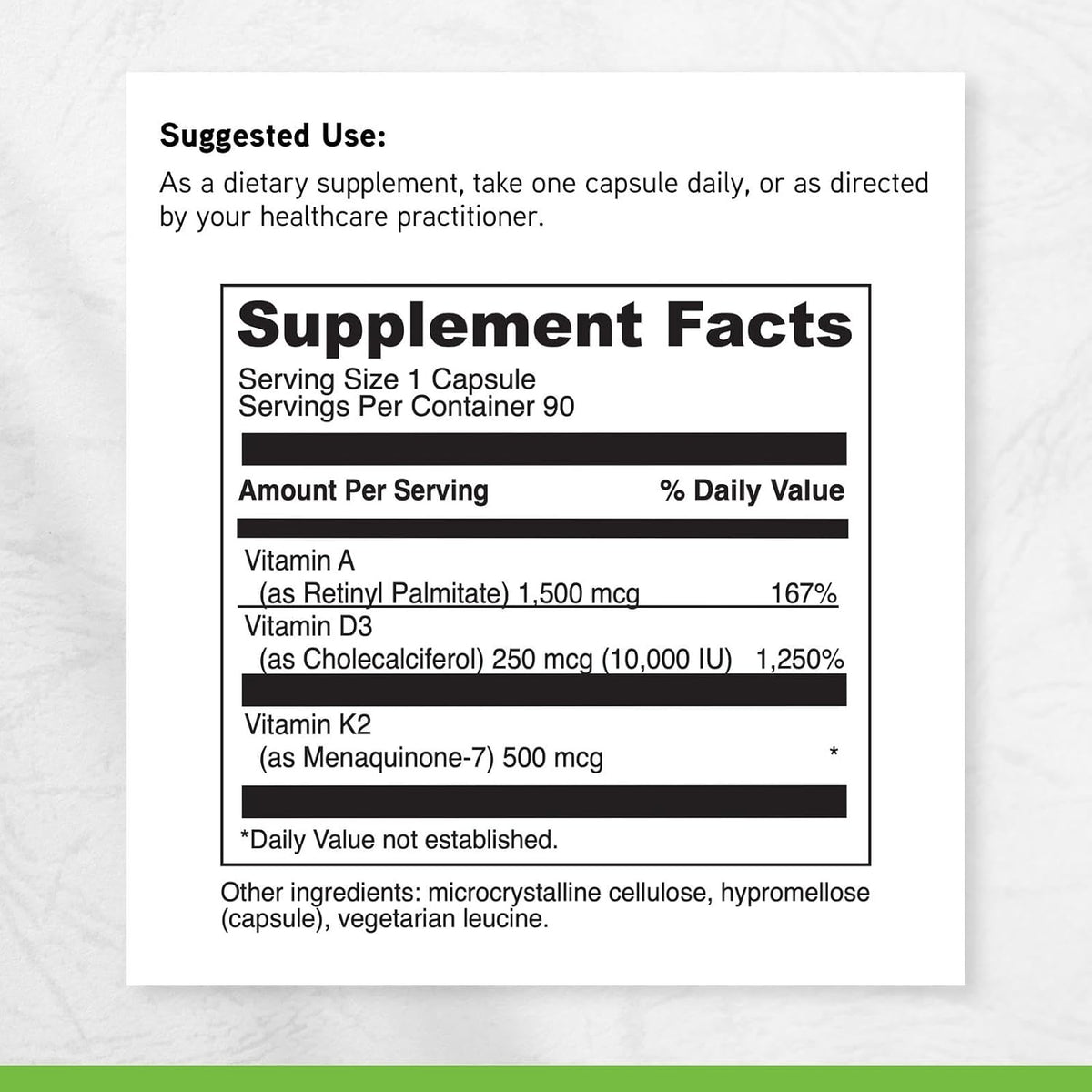 DAVINCI Labs ADK 10 | Vitamin A, D3 & K2 (MK-7) Supplement for Normal Bone and Immune Function | 90 Capsules - görsel 6