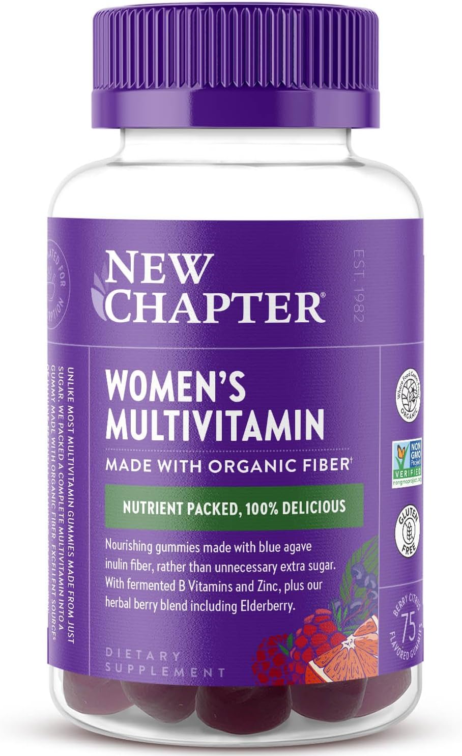 New Chapter Women's Multivitamin Gummies - 59% Less Sugar, Berry-Citrus, 75 Gummies – Image 1