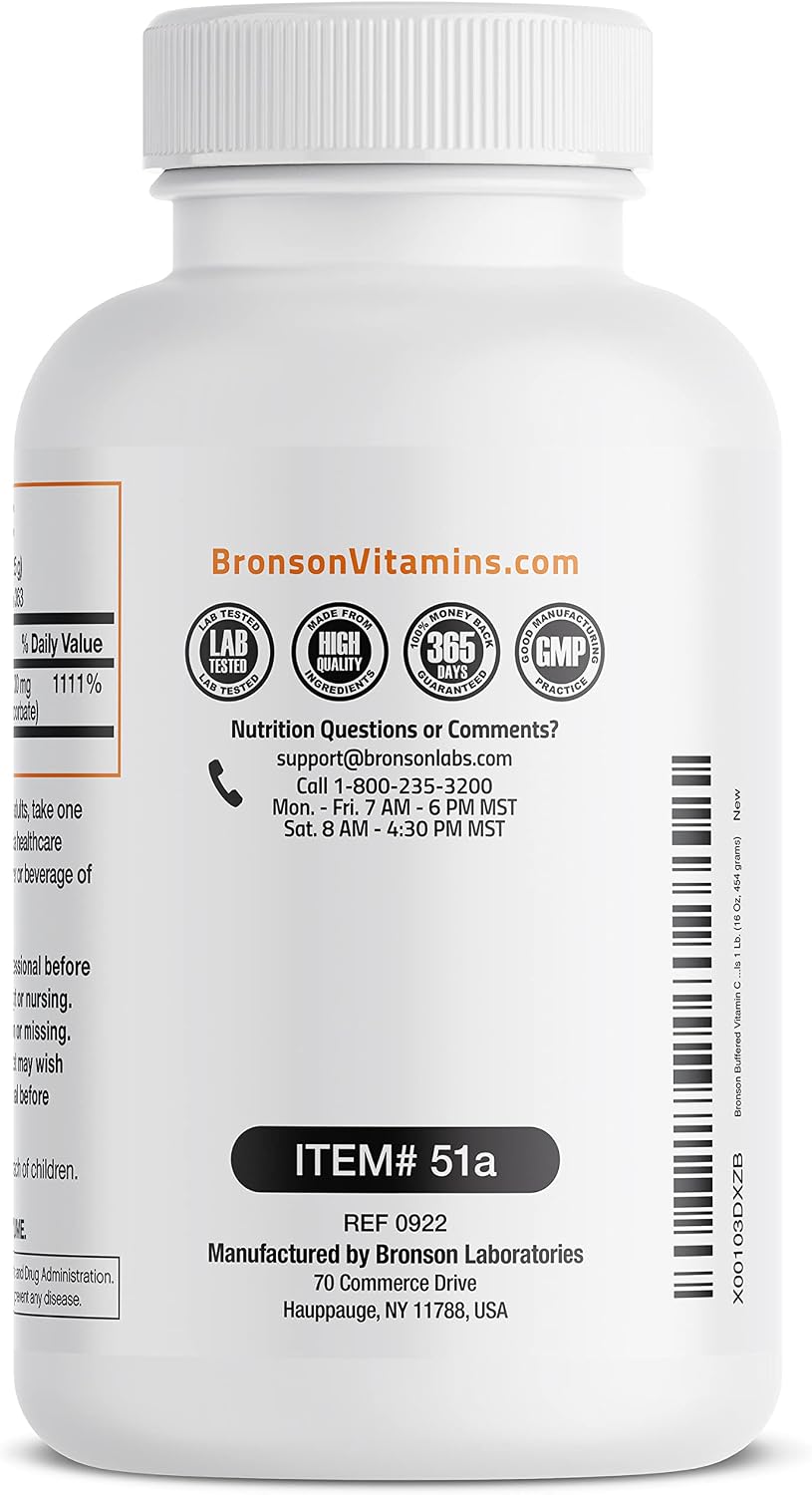 Bronson Buffered Vitamin C Powder – Ascorbic Acid with Sodium Ascorbate, 453 g - görsel 5